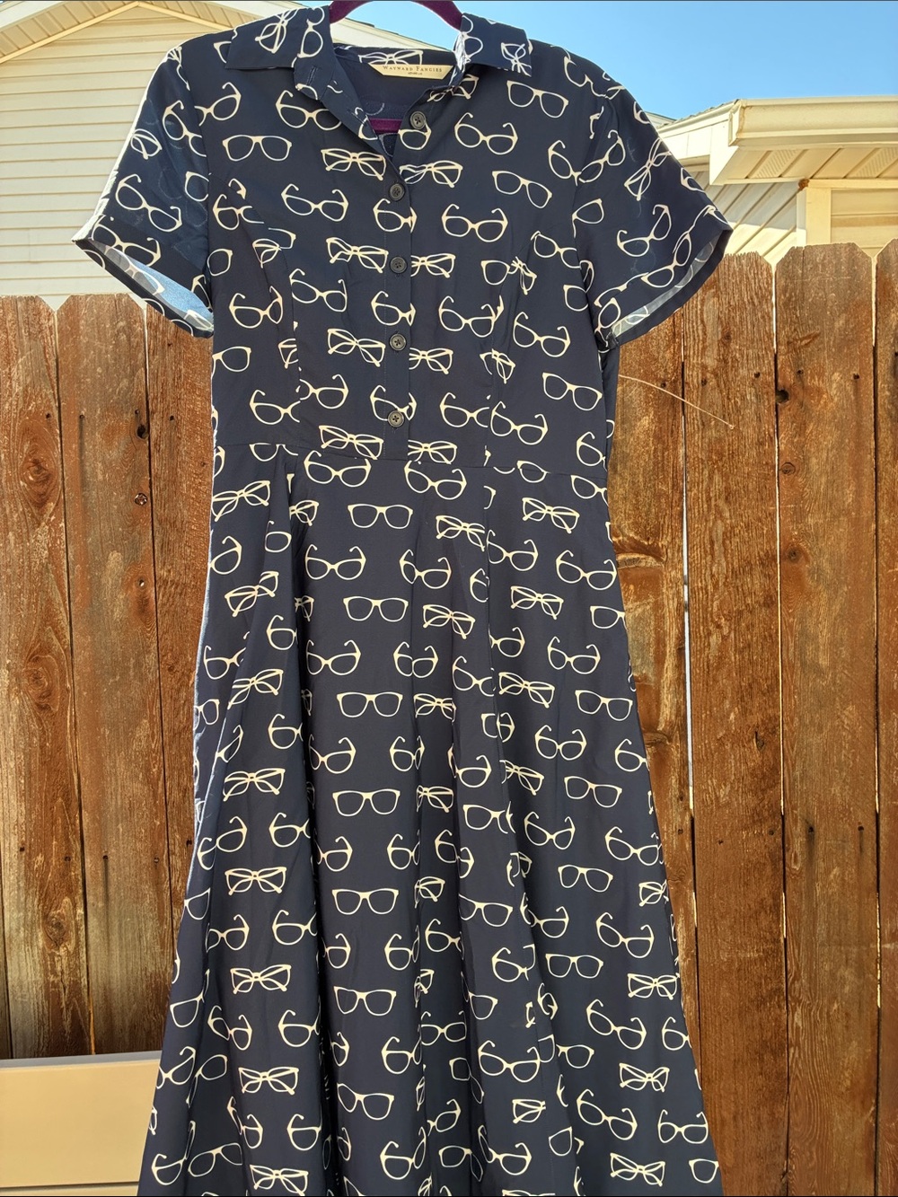 Wayward Fancies by eShakti Women’s Dress with eyeglass print size L-12